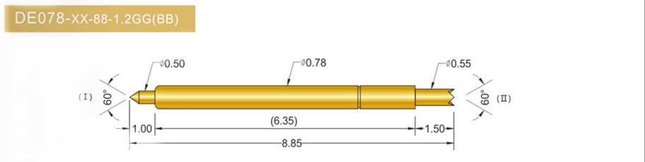 078雙頭探針尺寸、BGA雙頭頂針、雙向可動探針、帶彈簧頂針、測試探針