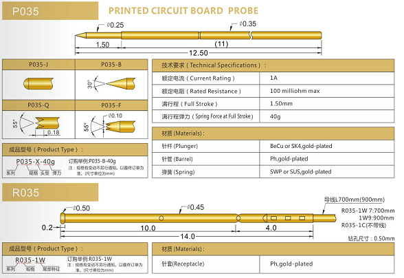 035測(cè)試探針規(guī)格、測(cè)試探針生產(chǎn)廠家